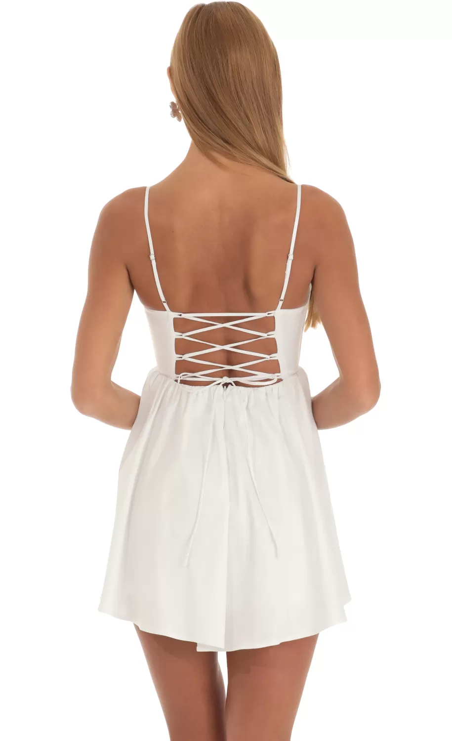 Corset Fit And Flare Dress In White^LUCY IN THE SKY New
