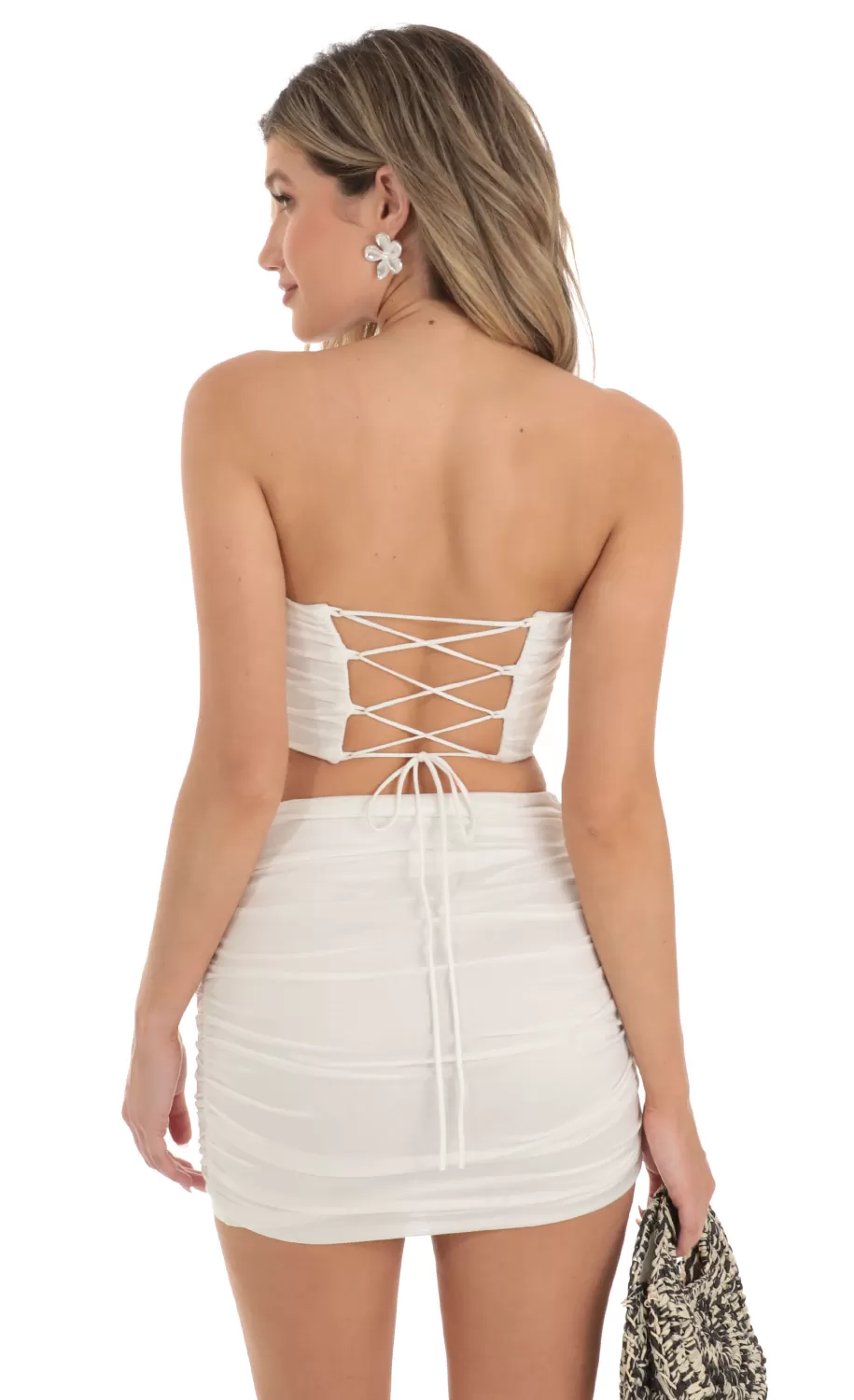 Corset Two Skirt Piece Set In White^LUCY IN THE SKY Clearance
