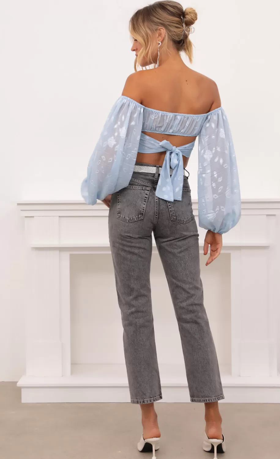 Floral Off The Shoulder Top In Blue^LUCY IN THE SKY Outlet
