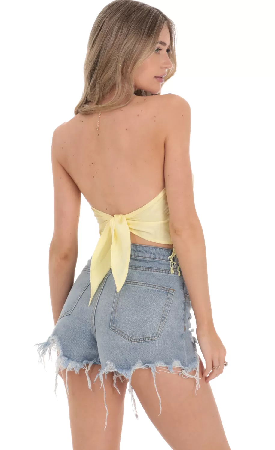 Jacquard Tassel Bandana Top In Yellow^LUCY IN THE SKY Shop