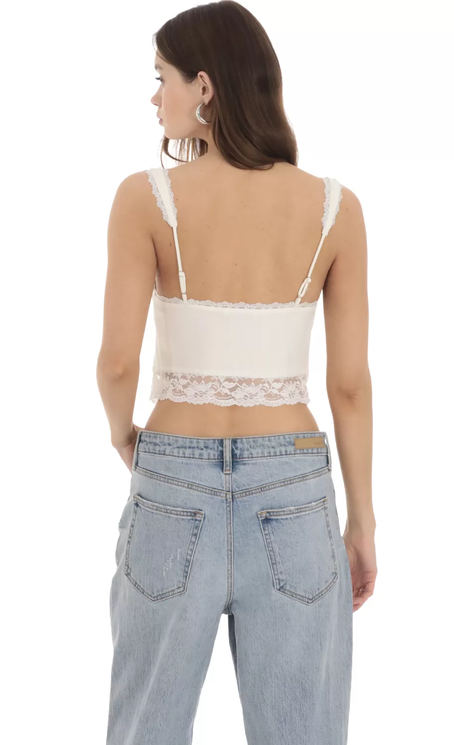 Lace Vest Top In Cream^LUCY IN THE SKY Best Sale