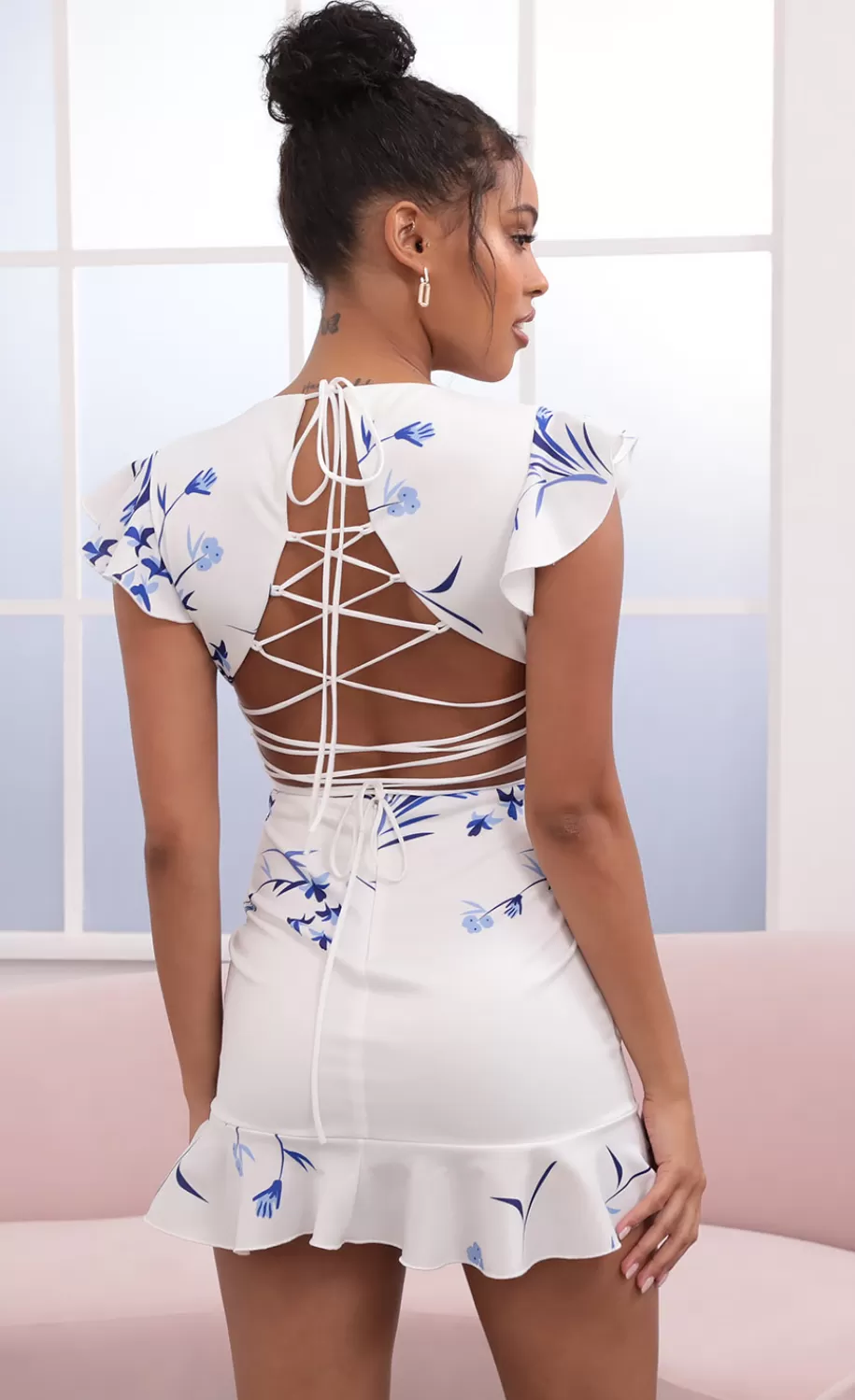 Lace-Up Back In Floral Blue^LUCY IN THE SKY Online
