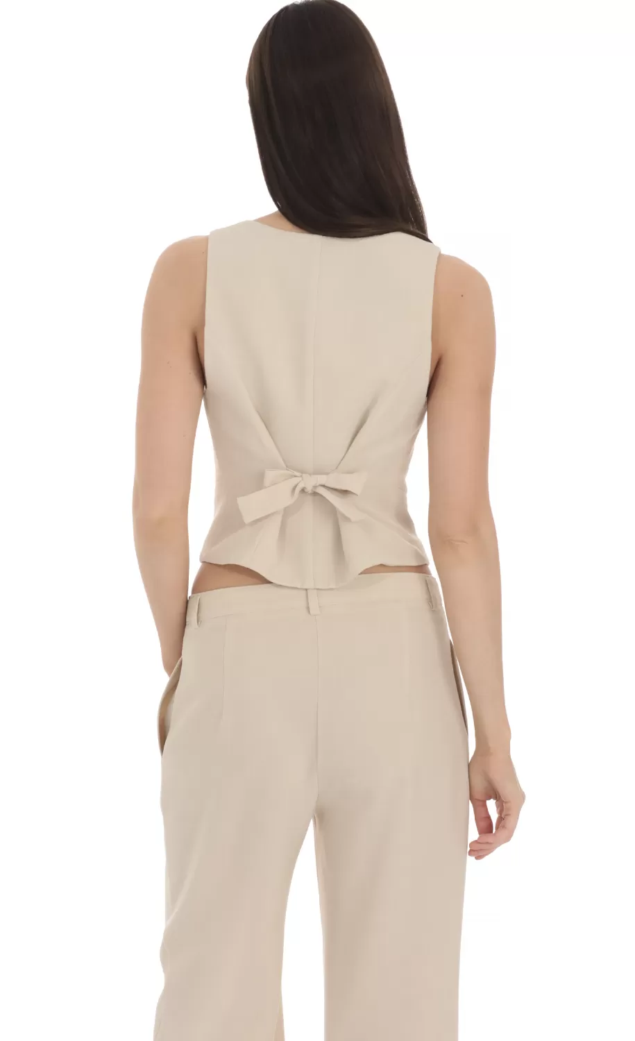 Linen Buttoned Vest In Cream^LUCY IN THE SKY Hot