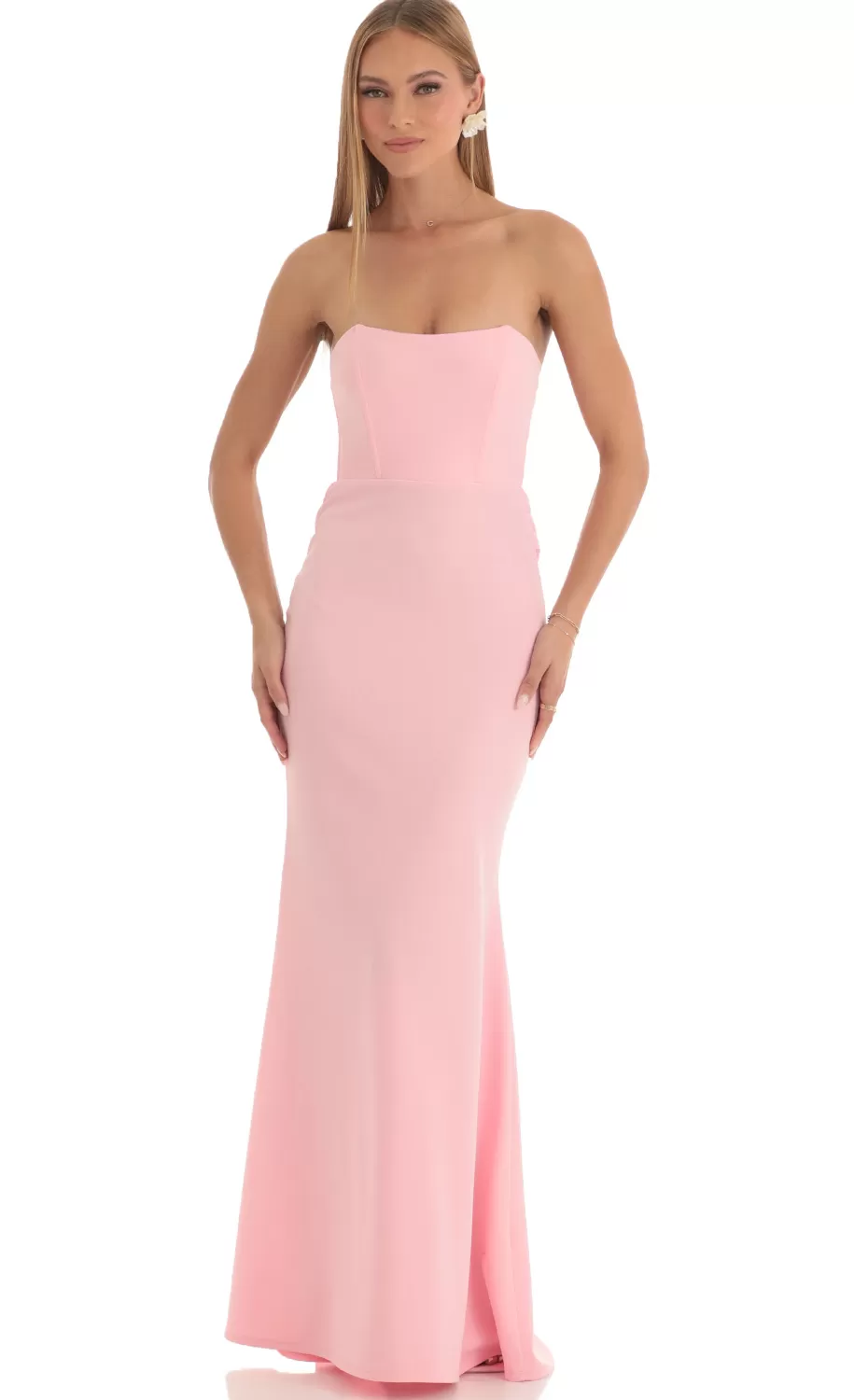 Mermaid Strapless Corset Maxi Dress In Pink^LUCY IN THE SKY Cheap