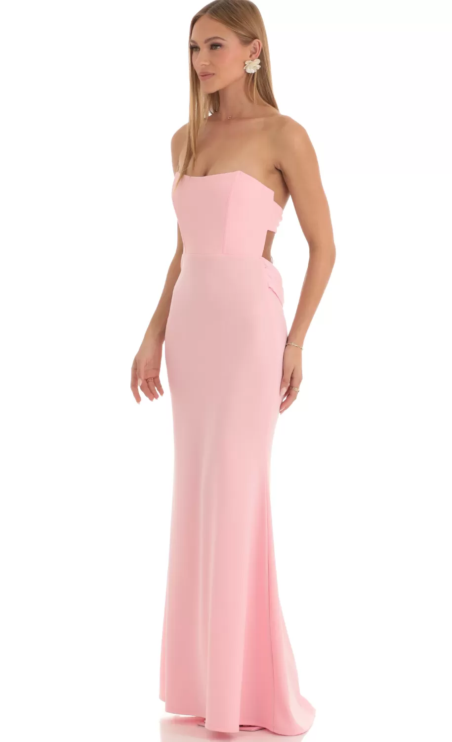 Mermaid Strapless Corset Maxi Dress In Pink^LUCY IN THE SKY Cheap
