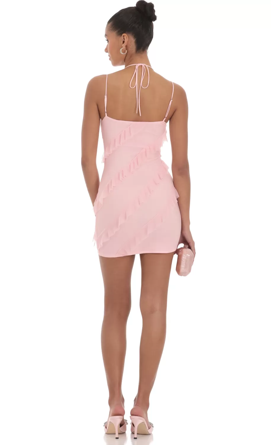 Mesh Ruffle Dress In Pink^LUCY IN THE SKY Outlet