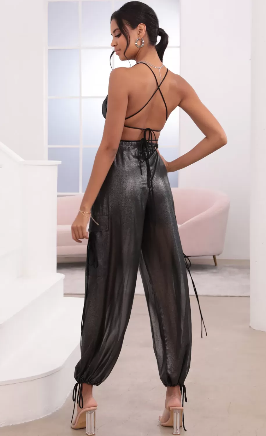 Pant Set In Black Sparkle^LUCY IN THE SKY Flash Sale