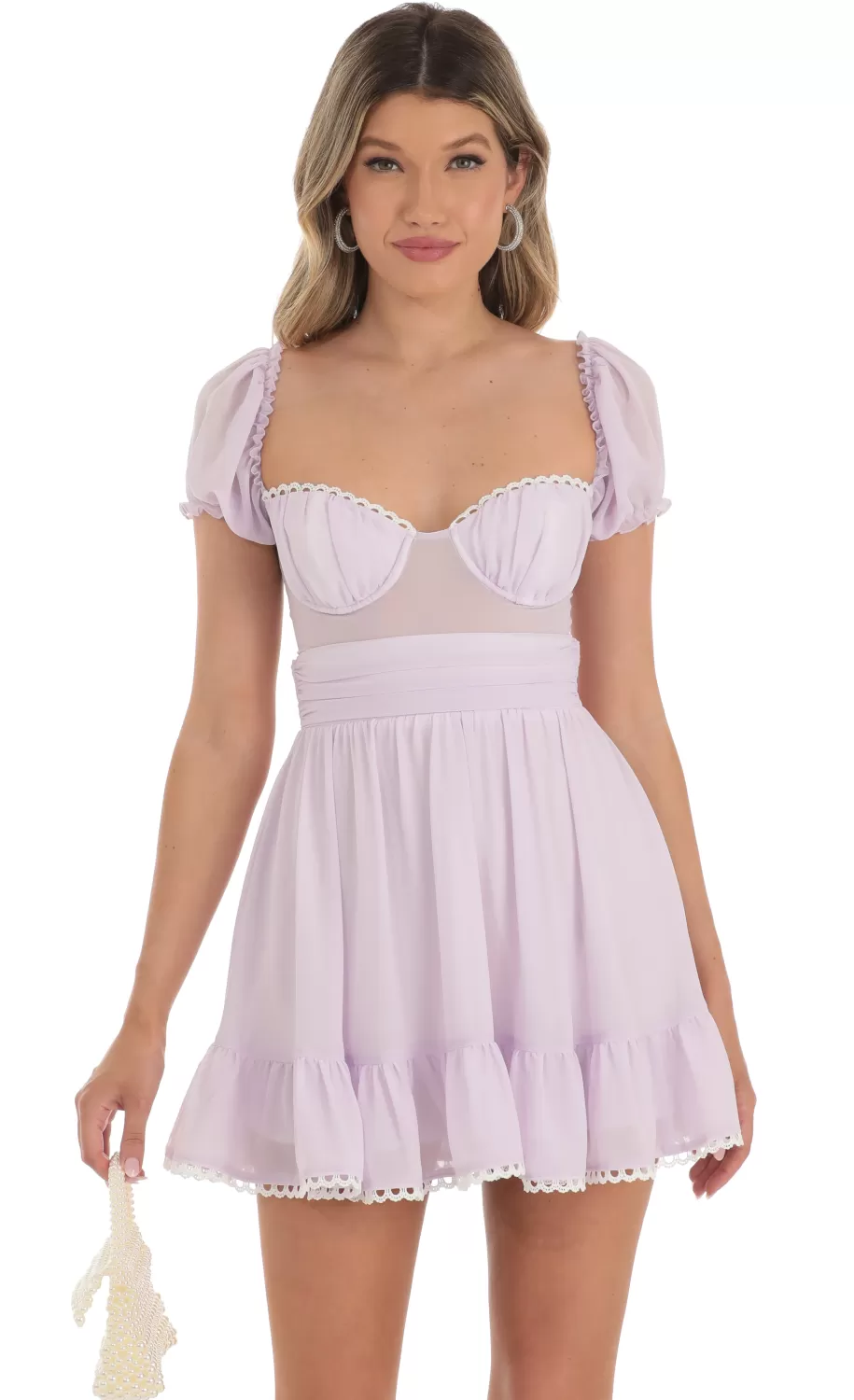 Puff Sleeve Dress In Purple^LUCY IN THE SKY Store