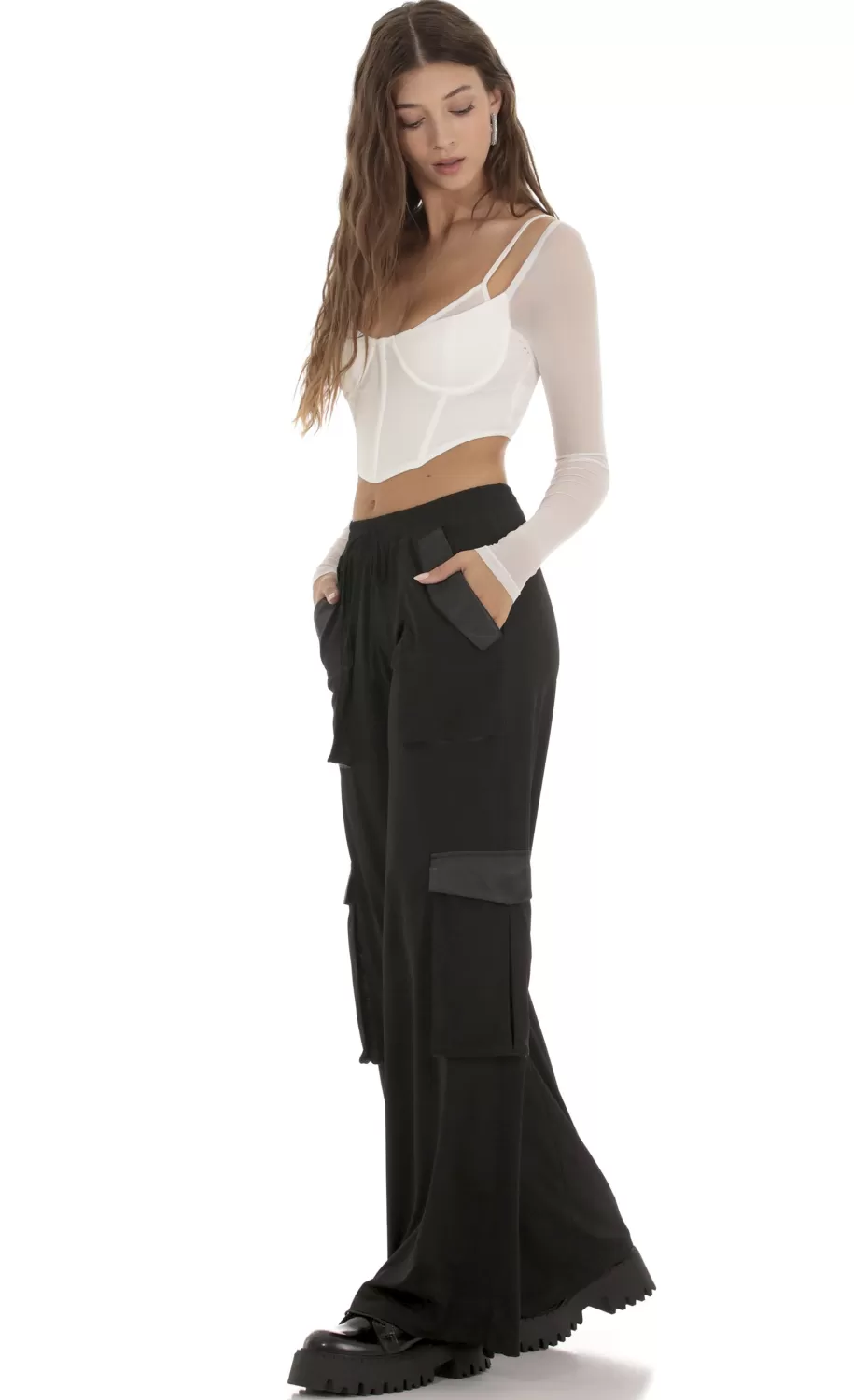 Relaxed Cargo Pants In Black^LUCY IN THE SKY Outlet