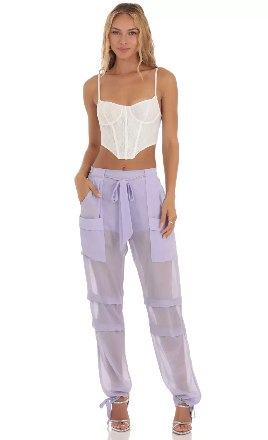 Rhinestone Pants In Lilac^LUCY IN THE SKY Outlet