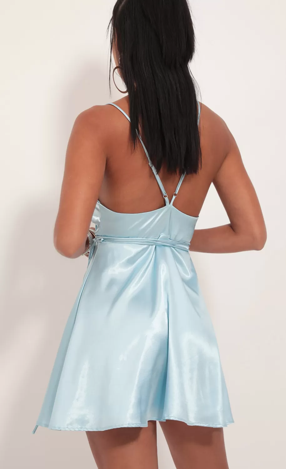 Satin A-Line Dress In Light Blue^LUCY IN THE SKY Hot