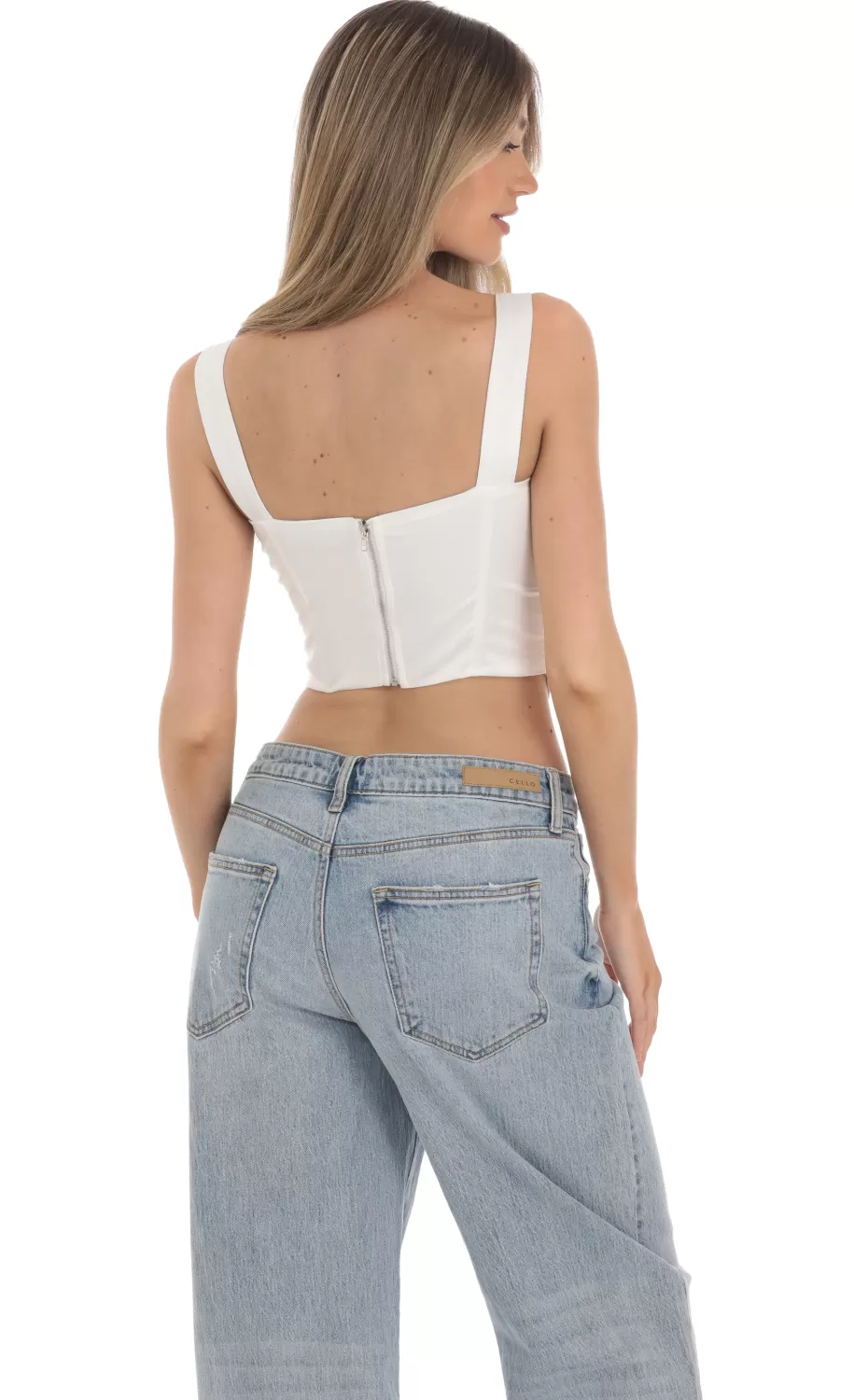 Satin Corset Top In White^LUCY IN THE SKY Sale