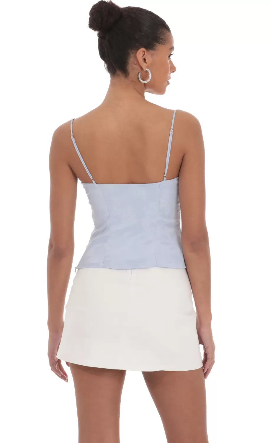 Satin Jacquard Top In Blue^LUCY IN THE SKY Sale