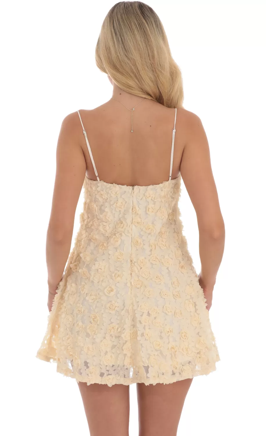 Textured Floral Square Neck Dress In Cream^LUCY IN THE SKY Outlet
